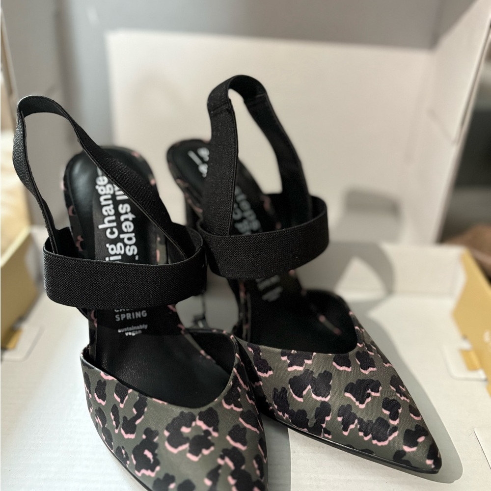 Call It Spring Black and Pink Patterned Heels